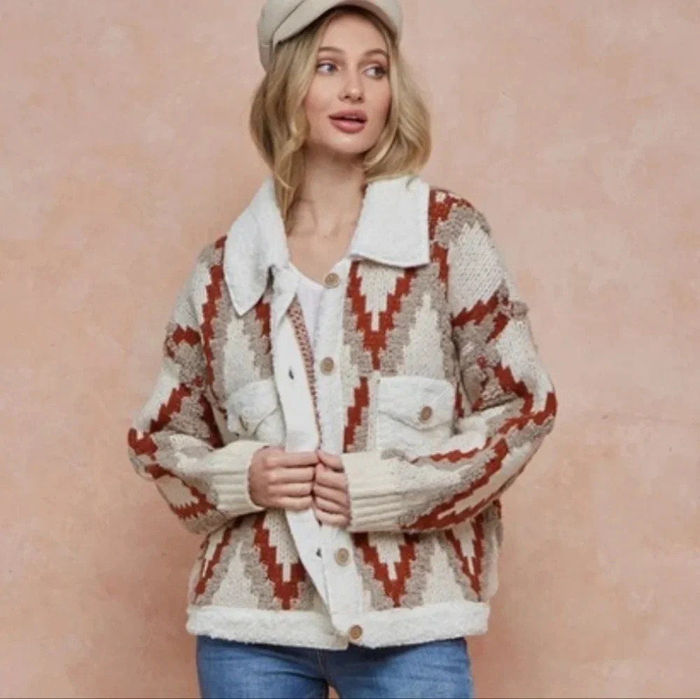New! Quilted Knit Sweater Coat Jacket